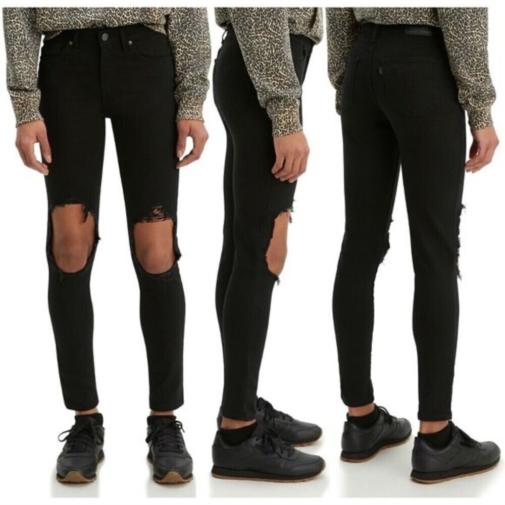 Levis 721 High Rise Skinny Jeans No Hard Feelings Stretch Jeans in Black Size 26 - Picture 7 of 7